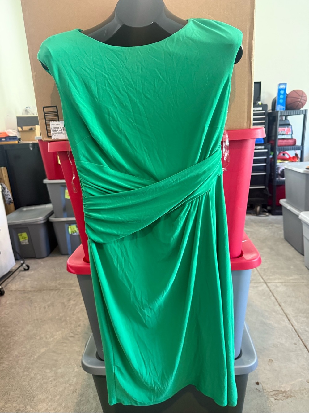 Green Draped Waist Sheath Dress - Women p58